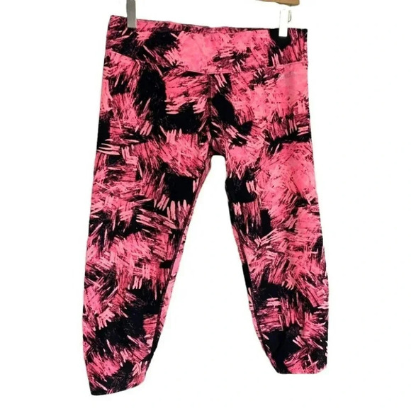 Calvin Klein performance quick dry L Pink &‎ black print capris - Picture 1 of 7